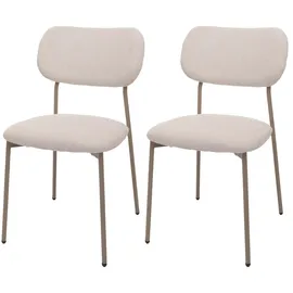 Mendler 2er-Set Esszimmerstuhl HWC-O26, Küchenstuhl Polsterstuhl Stuhl, Cord (330g/m2) Stoff/Textil Metall beige