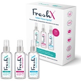 FreshX Toilettenpapier-Spritz, Packung mit 3 x 50-ml-Flaschen | Kokosnuss, Aloe Vera & unparfümiert | Verwandelt Toilettenpapier in frische Feuchttücher | 100% spülbar und biologisch abbaubar