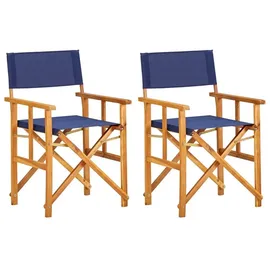 vidaXL Regiestuhl 55 x 56 x 88 cm natur/blau klappbar 2 St.