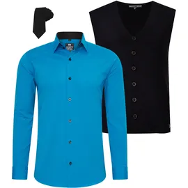 RUSTY NEAL Hemd mit Weste und Krawatte blau / nachtblau S