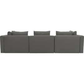 DOMO collection 3-Sitzer DOMO COLLECTION "Solskin, individuell erweiterbar/kombinierbar", grau (anthrazit), B:312cm H:80cm T:96cm, 100% solution dyed Acryl, Sofas, mit losen Kissen. Rücken- und Seitenteile als Stecksystem.