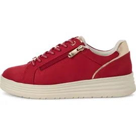 Marco Tozzi Damen Plateau Sneaker mit Schnürsenkeln Freizeit, Rot (Cherry Comb), 38 EU
