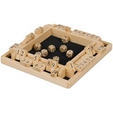 Relaxdays Shut The Box, 10er, 2 bis 4 Spieler, Holz, Klappenspiel Kinder & Erwachsene, Würfelspiel, Natur/schwarz, 1 Stück