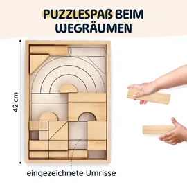 Merle Toys Merle Toys® - Holzbausteine ab 2 Jahren: Kinderspielzeug aus Holz, Montessori Spielzeug, Holzspielzeug, Set aus 30 Bauklötze und Bausteine