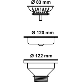 PYRAMIS Siebkorbventil 92mm Ohne Überlauf Edelstahl / Kunststoff / Pyramis