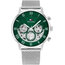 Tommy Hilfiger für Herren. 1710567 Silber, grün Legende Uhr (OSFA), Lässig, Armbänder