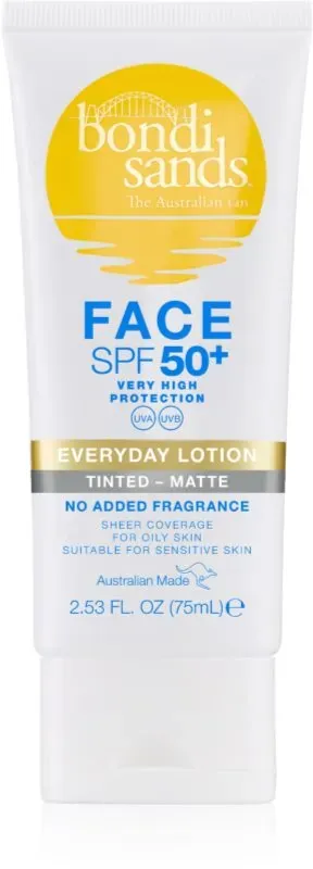 Bondi Sands SPF 50+ Everyday Face Lotion schützende Tönungscreme für das Gesicht für mattes Aussehen SPF 50+ 75 ml