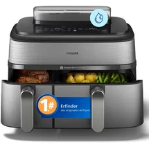 Philips 5000 Series Steam Airfryer Dual Basket NA555/00 Silber/Edelstahl