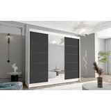 Sofnet Schwebetürenschrank Davos VI 250 x 215 x 58 cm Schwarz/Weiß