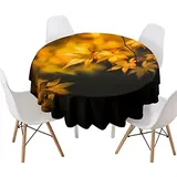 Morbuy Rund Tischdecke, Blätter Drucken Rund Tischdecken Wasserdicht Lotuseffekt Abwischbar Abwaschbar Tischtuch für Dekoration Küchentisch Garten Outdoor (Durchmesser 200cm,Ahornbäume)