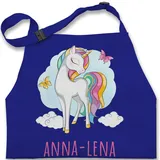 Kinderschürze Schürze Jungen Mädchen - Einhorn mit Name personalisiert Geschenk Unicorn I Einhörner Kinder Geschenk - 7-14 Jahre - Royalblau - kochschürze einhörnern personlisierte - 7-13 Jahre