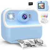 Kinder Kamera Jungen, Spielzeug ab 3-12 Jahre Junge, 48MP 1080P Digitalkamera Kinder, 2.4 Zoll Kamera Sofortdruck mit Druckpapier & 32GB Karte, Weihnachten Geschenk Kinder Junge 3 4 5 6 7 8 9 10 Jahre