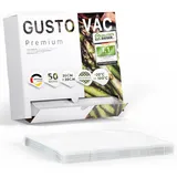 GustoVac Premium Vakuumbeutel, 50 Stk. 20x30cm Profi- Folienbeutel, Vakuumierbeutel für Vakuumierer, Kochfest & Sous Vide Gefrierbeutel, Lebensmittel Vakuumiergerät, Made in Netherlands, BPA-frei