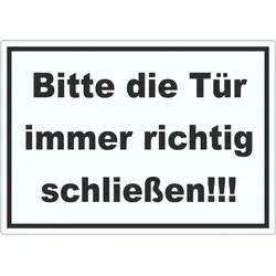 Aufkleber Bitte die Tür immer richtig schwarz-weiss A7 (74x105mm)