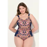 Ulla Popken Badeanzug Badeanzug Paisley Softcups Vorderfutter recycelt blau 50