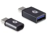 Conceptronic DONN04G OTG-Adapter für USB-C zu USB A/MicroB 2er Pack 10Gbps (C-A) 480Mbps (C-MicroUSB)