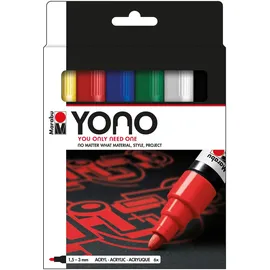 Marabu YONO Basic Acrylstifte-Set farbsortiert 1,5 - 3,0 mm, 6 St.
