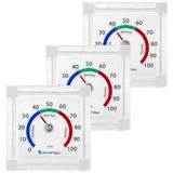 Lantelme Hygrometer Außenhygrometer Fensterhygrometer + Fensterthermometer, (Spar-Set, 3-St., 6707), Luftfeuchtigkeit und Temperatur messen weiß