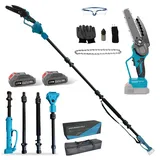 Akku Hochentaster Ast Kettensäge Profi-Astsäge kompatibel mit Makita 18V, 6 Zoll Bürstenlose 2 in 1 Astsäge mit Teleskopstiel und Teleskop Elektro Hochentaster Astsäge Arbeitshöhe 4,5m (mit 2 Akku)