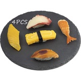 4 Pc Sushi Teller Set, Schiefer, flach,Serviertablett, Stein Rock Stil, Käseplatte, Schiefer Platzset,Schieferplatten, Untersetzer, Platzteller, Platzset, Schieferplatte Set 20 cm (7,8 Zoll)