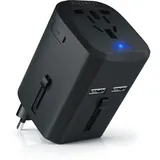 Bearware Universal Reiseadapter mit USB Ladestation für über 140 Länder/Regionen /2x USB Buchse