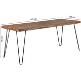 KADIMA DESIGN Esstisch BAGLI Massivholz Sheesham 180 cm Esszimmer-Tisch Holztisch Metallbeine Küchentisch Landhaus dunkel-braun | Braun