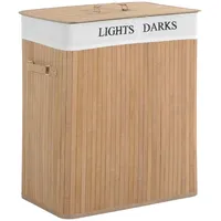 Homcom Wäschekorb mit Deckel Segeltuchsack aus Segeltuch, Griffe aus PU,