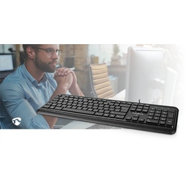 Nedis Kabelgebundenes Keyboard - USB-A - Multimedia - QWERTZ - DE-Layout - Numerische Tastatur Schwarz USB, DE (KBMU200BKDE)
