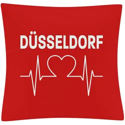 multifanshop Kissenbezug - Düsseldorf - Herzschlag - Druck weiß - Kissen