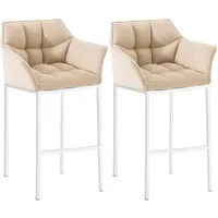 CLP 2er Set Barhocker Damaso Stoff mit 4-fuß Weiß