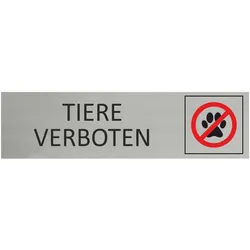 CombiCraft Aluminium Türschild Tiere verboten 165x45mm mit 3M-Tape