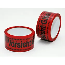 HundB Paketklebeband Warnband Klebeband Vorsicht Glas ca 66m x 48mm Signalband für Versand Verpackung Karton Sicherung