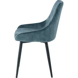 SIT Möbel SIT blau (blau, schwarz, schwarz), B:48cm H:84cm T:57cm, Metall, Polyester, Stühle, Polsterstuhl, glamouröser Bezug in Samtoptik