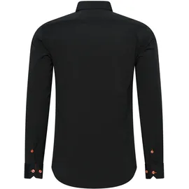 RUSTY NEAL Langarmhemd RUSTY NEAL, Herren, Gr. 4XL, EURO-Größen, orange (schwarz, orange), 60% Baumwolle, 37% Polyester, 3% Elasthan, unifarben, Hemden, mit Krawatte