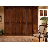 JVmoebel Kleiderschrank Vaccari Schrank aus Massivholz mit praktischen Schiebetüren Made in Italy braun