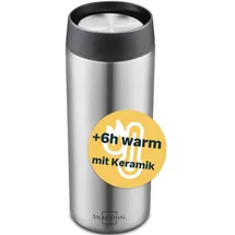 SILBERTHAL Thermobecher 350ml Edelstahl – Auslaufsicherer Kaffeebecher to go mit Keramik – Thermobecher Keramik - Coffee Cup in Silber - Bis zu 6h warm