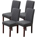LANSHENG Stuhlhussen 4er Set, Stretch Stuhlhussen Schwingstühle, Abnehmbarer Waschbarer Stuhlbezug für Esszimmer, Küche, Hotel (4er Set, Grau)