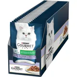 Gourmet Perle Nassfutter für ausgewachsene Katzen Filinets in Sauce mit Kalb und Gemüse, 26 Beutel à 85 g