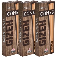 GIZEH Cones Hülle Brown 3 Stück Ø 6mm - King Size Pre Rolled Cone/vorgedrehte konische Hülsen ungebleicht (3 Packungen)