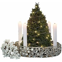 LOBERON Kerzenhalter Hope, für Vier Stabkerzen, hochglänzend, mit glitzernden Glassteinen geschmückt, Adventskranz, Weihnachten, Weihnachtsdeko, Eisen, Glas, Silber