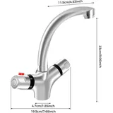 Waschbeckenarmatur für Bad und Küche - Zweigriff Mischbatterie - Thermostat 20–50 °C - 360° schwenkbar - Warm- und Kaltwasser - Deckmontage -...