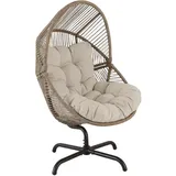 di volio Gartensessel Leno - Lounge Sessel aus PE-Rattan mit Stahlgestell, bequem & wetterfest (Braun)