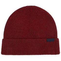 TOM TAILOR Herren Basic Mütze mit Wolle, rot, Uni, Gr. ONESIZE