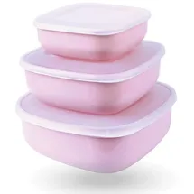 Pro Home Frischhaltedose eckig rosa 19 cm x 19 cm x 7 cm 1,5 l 3-teiliges Set