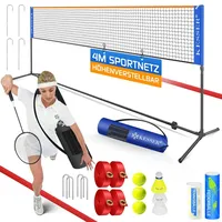 Kesser KESSER® Badmintonnetz, Tennisnetz 300cm 400cm 500 cm Federballnetz 3-Fach-Höhenverstellbar, Set bestehend aus Netz, 3x Feder- | Tennisball, stabilem Eisen-Gestell, Transporttasche, Indoor & Outdoor