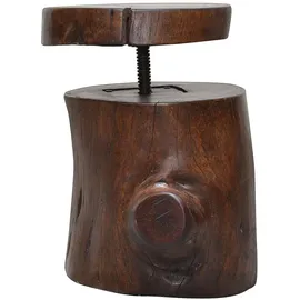 MiaMöbel Sitzhocker Timber höhenverstellbar Massivholz, Metall 40 x 40 x 40 cm Braun