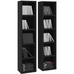 vidaXL CD-Regale 2 Stk. Schwarz 21x16x93,5 cm Holzwerkstoff
