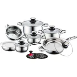 CS Kochsysteme CS Koch-Systeme »Aurich«, Edelstahl, (Set, 16 tlg., Bratentopf 16/20/24cm, Stieltopf 16cm, Pfanne 24cm, Einsatz, Schüssel), 16-teilig, Induktion