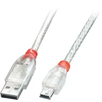 Lindy USB-Kabel USB 2.0 USB-A Stecker, USB-Mini-B Stecker 0.20m Transparent 41780