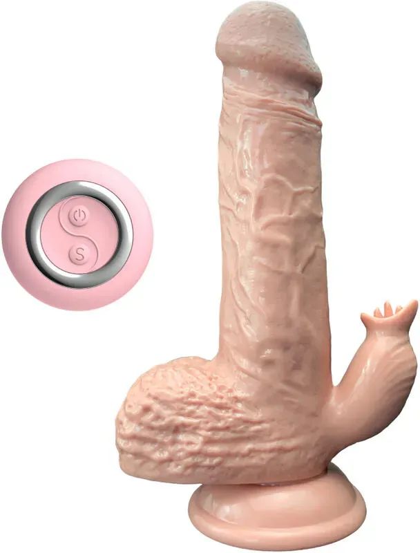 ARMONY - Realistischer Vibrator & Stoßdildo mit Zungenstimulator, 19 cm